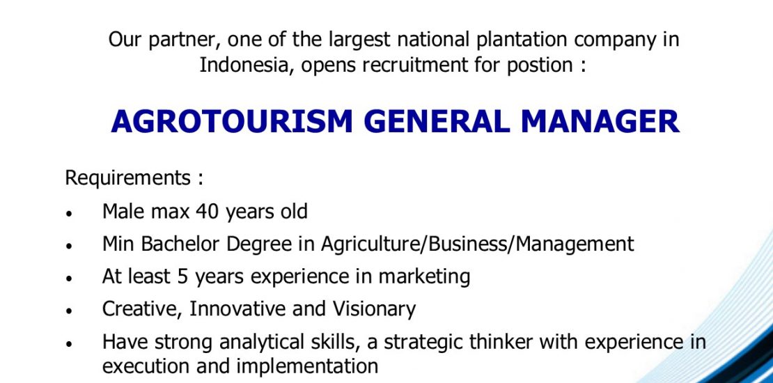 IPP Lowongan Agrotourism General Manager
