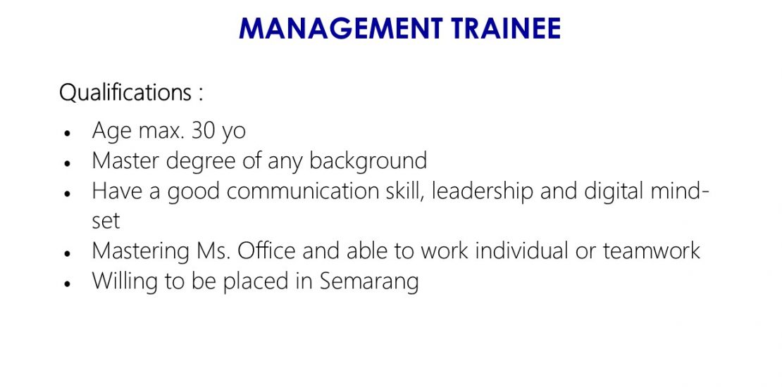 Lowongan Management Trainee