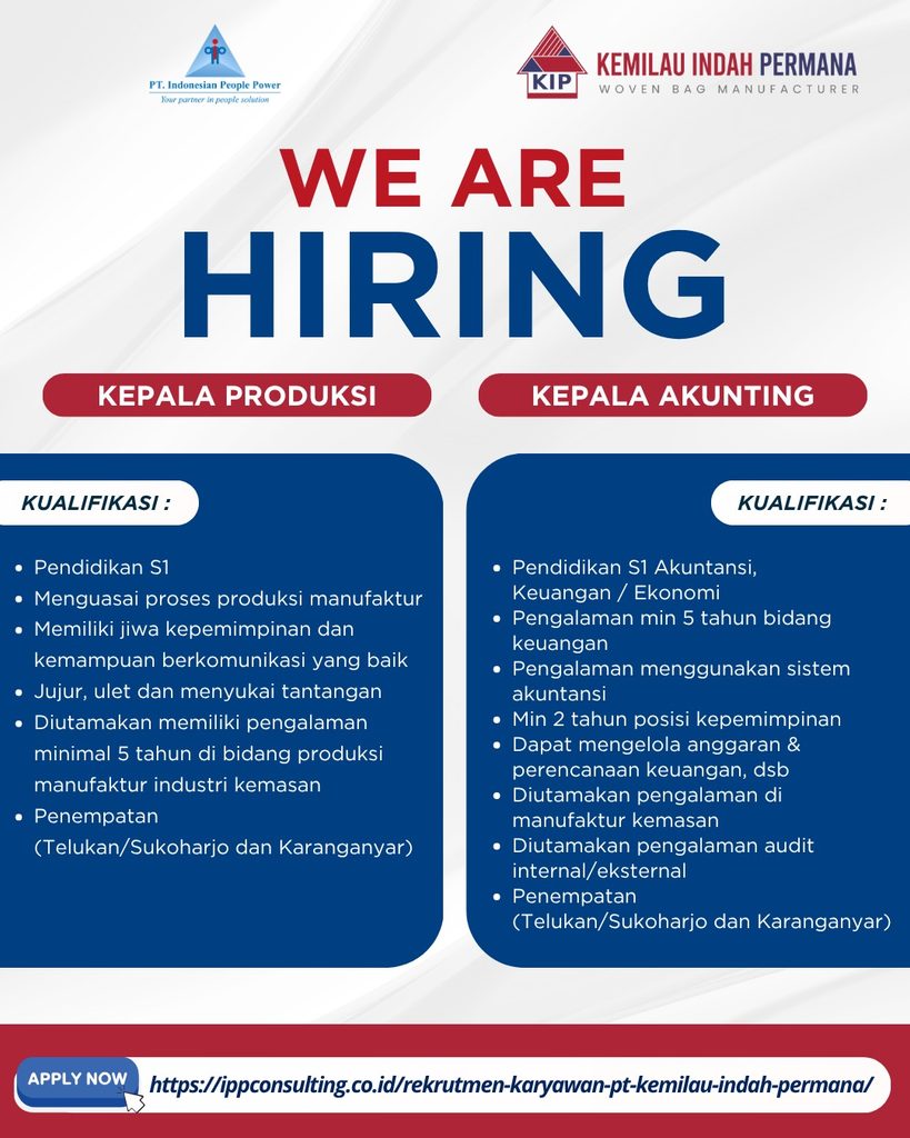 Rekrutmen Karyawan PT Kemilau Indah Permana